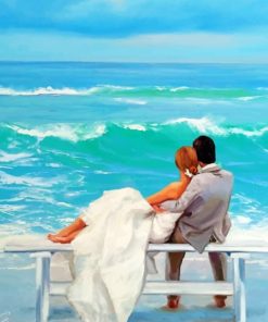 Couple Sitting Beside Sea paint by numbers