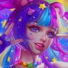 Anime Girl With Pink And Purple Hair painting by numbers