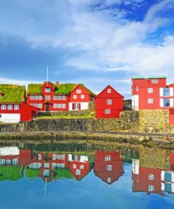 Denmark Houses Reflection paint by numbers