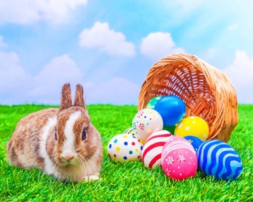 Easter Rabbit On Grassland paint by numbers