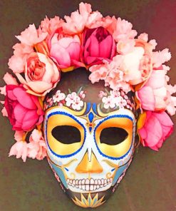 Floral Mexican Mask paint by numbers