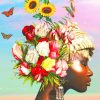 Flowers On African Girl Hair paint by numbers