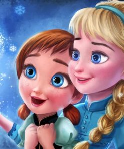 Elsa And Anna From Frozen Film paint by numbers