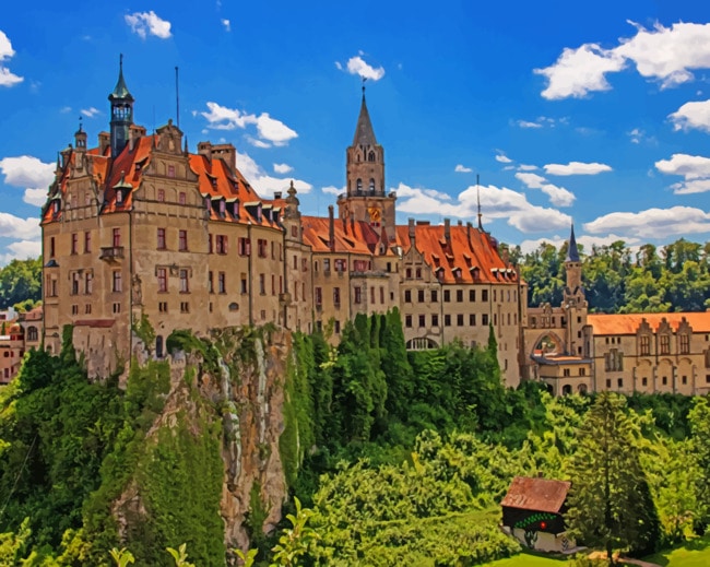 Castle In Crag Germany paint by numbers