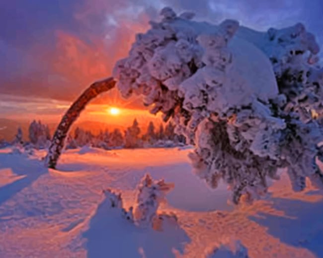 German Sunrise At Winter paint by numbers