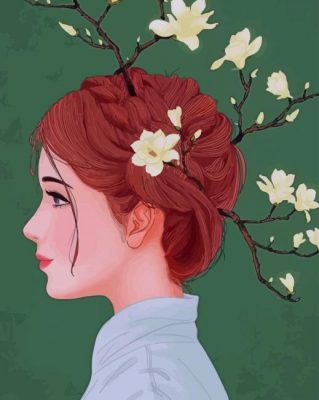 Girl With Branches On Head paint by numbers