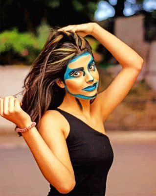 Girl With Make Up Mask paint by numbers