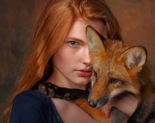 Girl And Fox Portrait paint by numbers