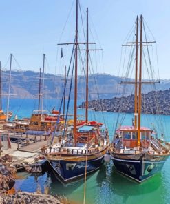 Boats In Santorini Marinas paint by numbers