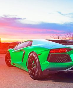 Green Lamborghini Aventador paint by numbers