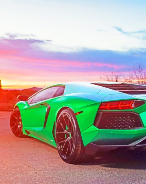 Green Lamborghini Aventador paint by numbers