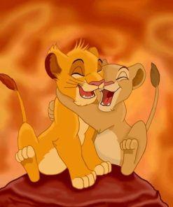 Happy Simba And Nala paint by numbers