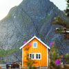 Yellow House And A Mountain paint by numbers