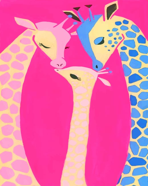 Illustration Giraffes paint by numbers