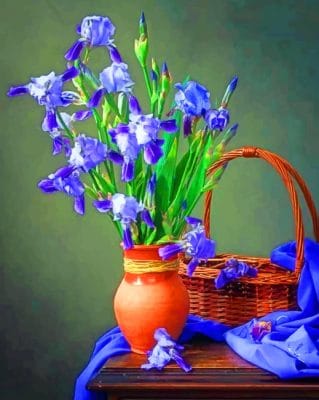 Iris Flowers In Vase paint by numbers