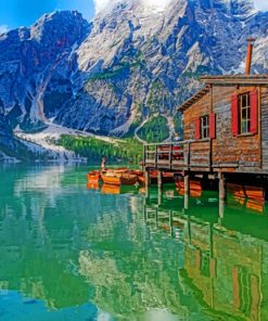 Lago Di Braies Italian Lake paint by numbers