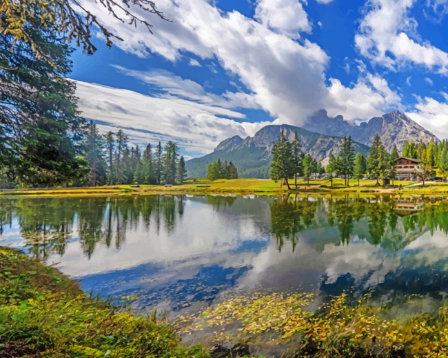 Italian Lake And Mountains paint by numbers
