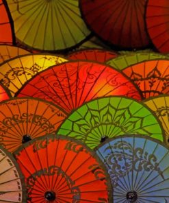 Japanese Umbrellas painting by numbers