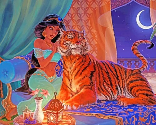 Jasmine Princess And Tiger paint by numbers