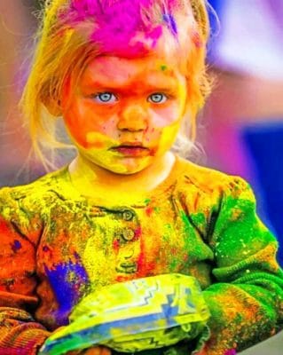 Little Girl In Holi Festival Of Colors paint by numbers