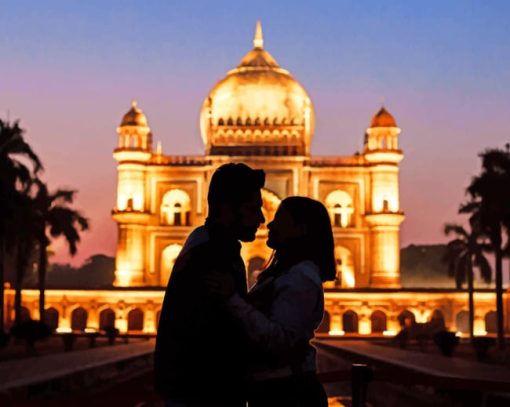 Lovers Silhouette In Safdarjung Tomb paint by numbers