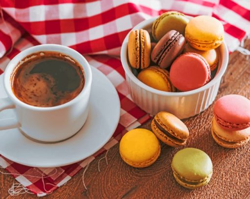 Coffee And Macaron Cakes paint by numbers