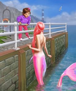 Mermaid And A Little Girl paint by numbers