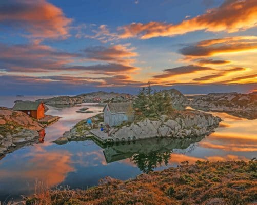 Charming Norwegian Seascape paint by numbers