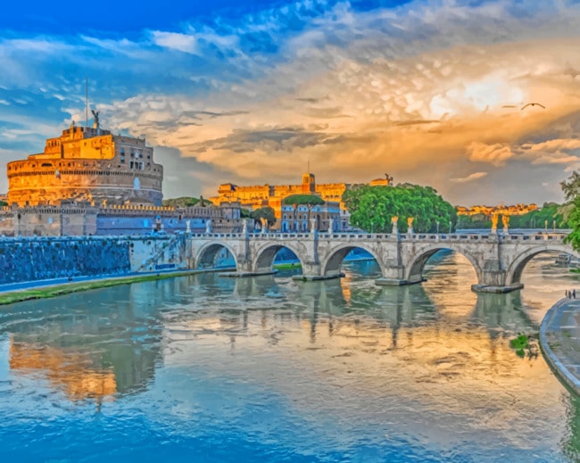 Sant Angelo Castle In Rome paint by numbers