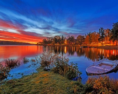 Swedish River And Sunset paint by numbers