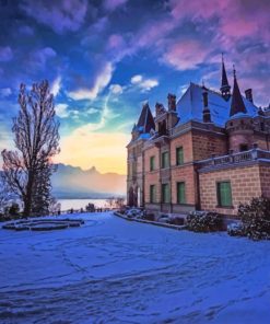 Switzerland Winter Castle paint by numbers