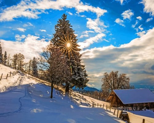 Switzerland's Snowy Mountains paint by numbers