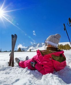 Winter Skiing In The Snow paint by numbers