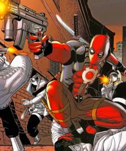 Dead Pool Gun Fighting paint by numbers