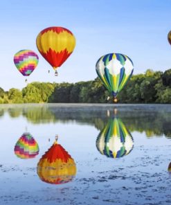 Hot Air Balloons Reflection paint by numbers