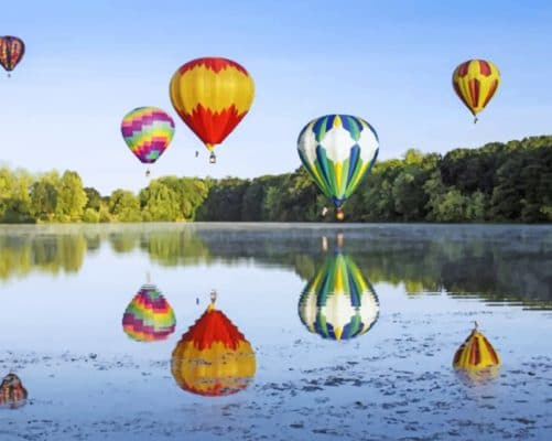 Hot Air Balloons Reflection paint by numbers