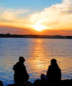 Couple Enjoying The Sunset On The Beach paint by numbers