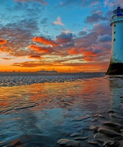 Sunset And A Light House paint by numbers