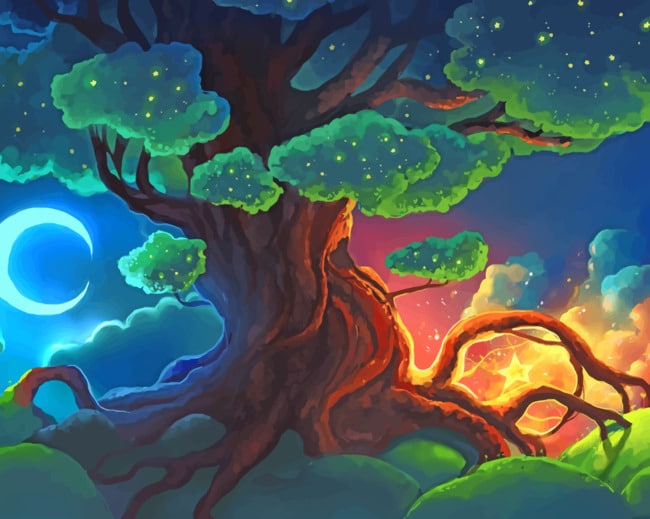 Magical Tree Fantasy Art painting by numbers