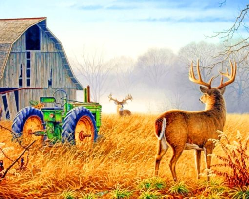 Male Deer In Farm paint by numbers