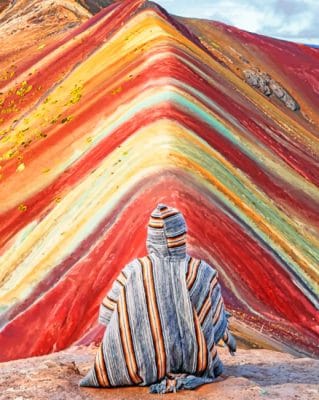 Man In rainbow mountains Peru paint by numbers
