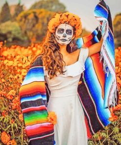 Mexican Girl Catrina Costume paint by numbers