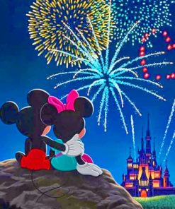 Mickey And Minnie Watching Disney Firework paint by numbers