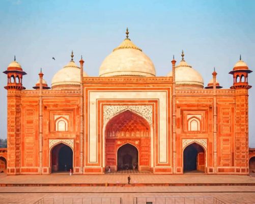Mosque Standing Next To Taj Mahal painting by numbers