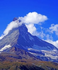 Mountain Touching The Clouds In Switzerland paint by numbers