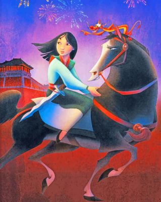 Mulan Princess On Horse paint by numbers