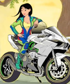 Mulan Princess On Motorcycle paint by numbers