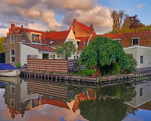 Houses Reflection In Netherlands paint by numbers
