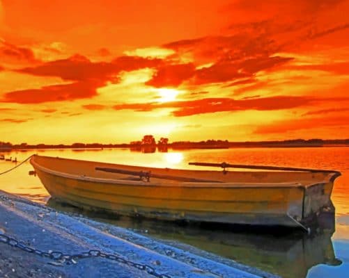 Old Skiff Sunset paint by numbers