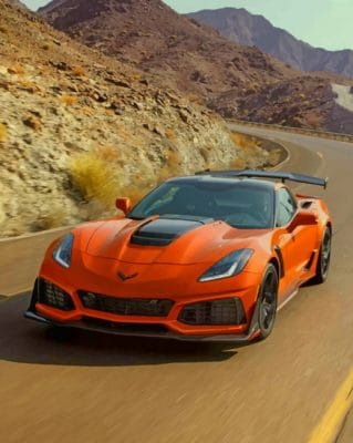 Orange Chevrolet Corvette paint by numbers